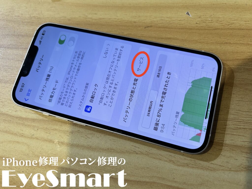 iPhone 14 バッテリーの状態「サービス」状態