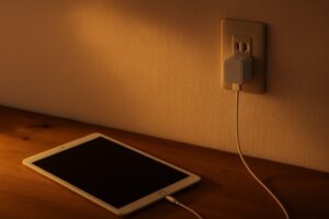 iPadを充電する場面