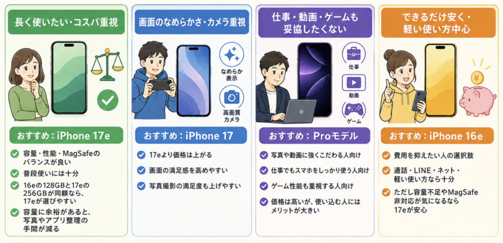 2026年のiPhoneモデル選び方の図