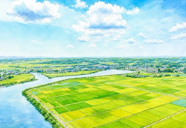 稲敷市ののどかな田園風景
